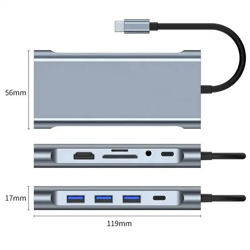 🚀 ADAPTADOR 11 EN 1 – ¡Máxima Conectividad en un Solo Dispositivo! 🔌✨