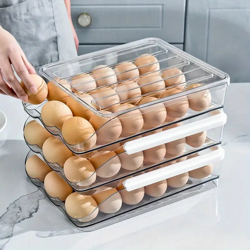 🥚 DISPENSADOR DE HUEVOS TRANSPARENTE – Almacenamiento Inteligente y Organizado 🍳✨