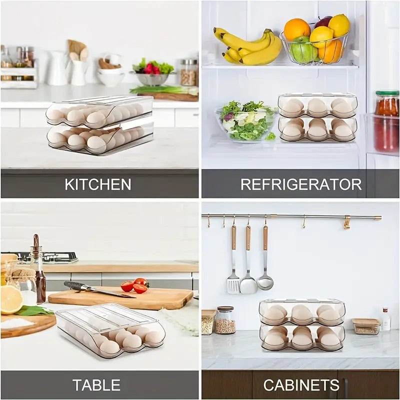🥚 DISPENSADOR DE HUEVOS TRANSPARENTE – Almacenamiento Inteligente y Organizado 🍳✨